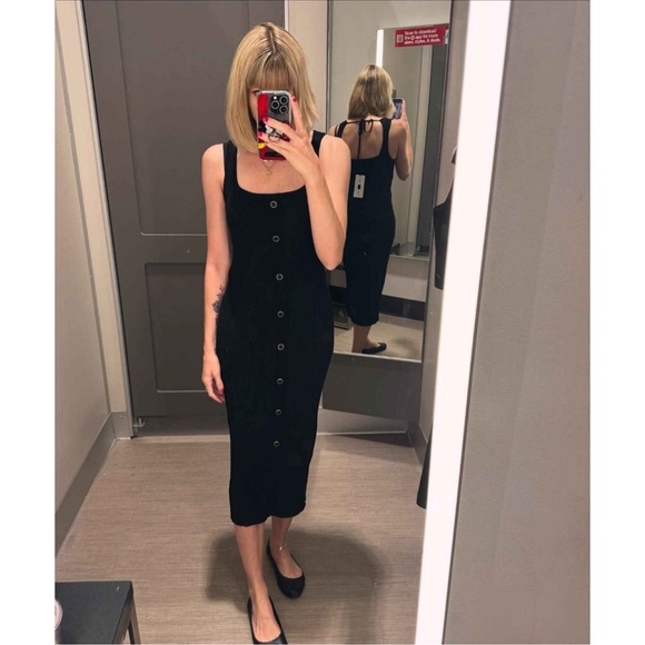 Women's Button-Front Ribbed Midi Dress - Future Collective with Jenee Naylor S - Picture 4 of 4